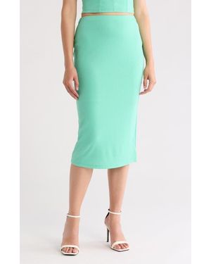 AFRM LOS ANGELES Port Ribbed Pencil Skirt - Green