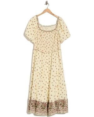 Max Studio Square Neck Bubble Sleeve Dress - Natural