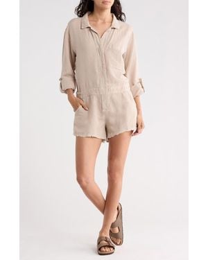 Young Fabulous & Broke Rea Frayed Short Romper - Natural