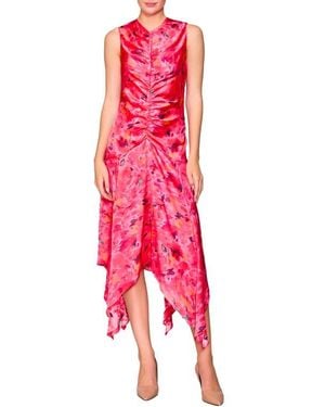 MELLODAY Ruched Sleeveless Midi Dress - Red