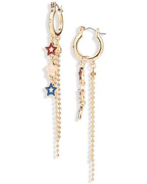 Leith Star Chain Drop Hoop Earrings - White