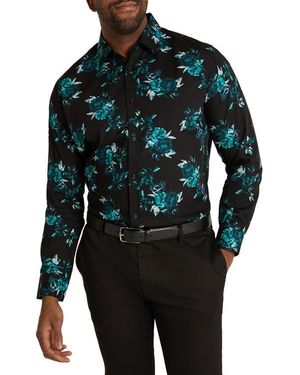 Johnny Bigg Charles Floral Cotton Button-Up Shirt - Black