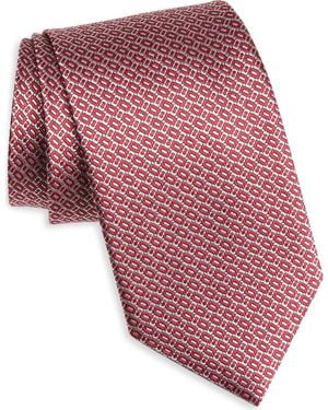 David Donahue Neat Silk Tie - Red