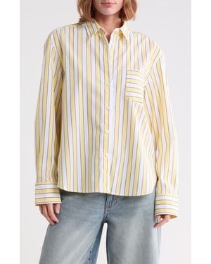 GOOD AMERICAN Classic Boxy Poplin Button-Up Shirt - Natural