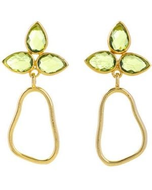 Saachi Triple Gemstone Abstract Dangle Earrings - Yellow