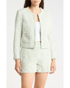 J.McLaughlin Berry Bouclé Collarless Jacket - White