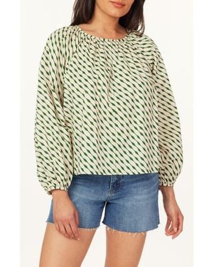 Scotch & Soda Topstitch Peasant Top - Green