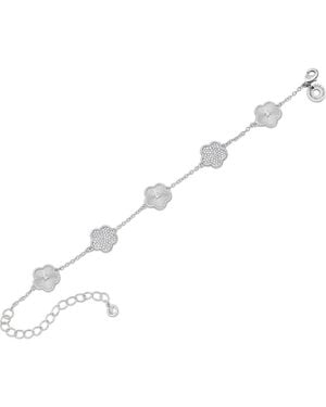 CZ by Kenneth Jay Lane Pavé Cubic Zirconia Striated Clover Line Bracelet - White