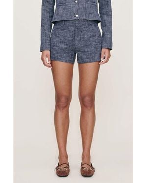 DL1961 Zoie Mid Rise Relaxed Cotton & Wool Shorts - Blue