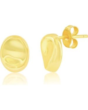 Simona Polished Oval Stud Earrings - Yellow