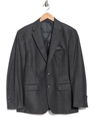 Duchamp Slim Fit Plaid Stretch Knit Sport Coat - Black