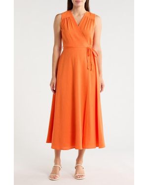 Calvin Klein Aerowash Faux Wrap Maxi Dress - Orange