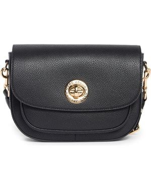 Marc Jacobs Signet Turnlock Leather Saddle Bag - Black