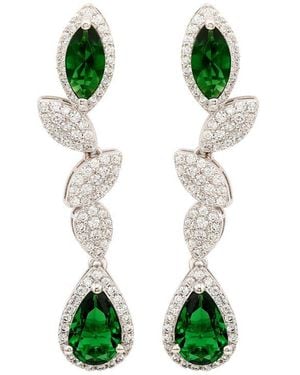 Suzy Levian Sterling Sapphire & Lab Grown Sapphire Drop Dangle Earrings - Green
