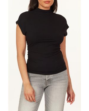 Scotch & Soda Mock Neck Cap Sleeve Top - Black