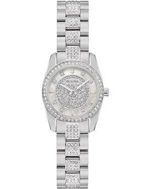 Bulova Mother-Of-Pearl & Crystal Bracelet Strap Watch, 23.5Mm - Metallic