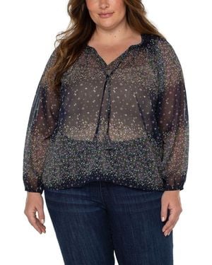 Liverpool Jeans Company Shirred Long Sleeve Blouse - Black