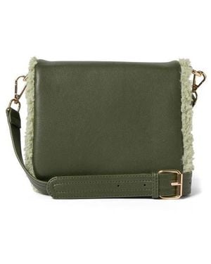Urban Originals Faux Shearling Flap Crossbody Bag - Green