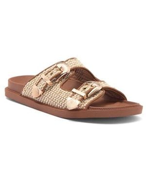 Steve Madden Connely Buckle Slide Sandal in Brown | Lyst