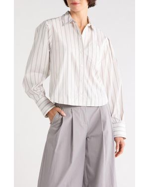 10 Crosby Derek Lam Estrella Striped Button-Up Shirt - White