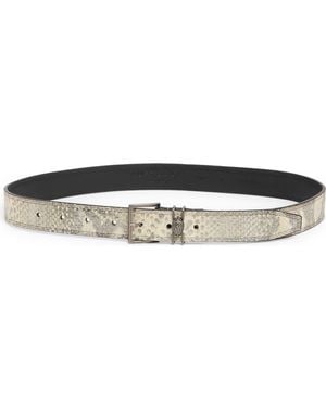 Kurt Geiger Shoreditch Snakeskin Print Leather Belt - Black