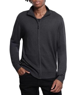 Xray Jeans Mock Neck Full Zip Sweater - Black