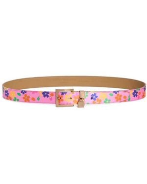 Kurt Geiger Floral Print Faux Leather Belt - White