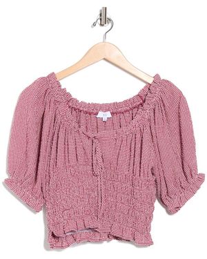 NSR Smocked Bubble Sleeve Top - Pink