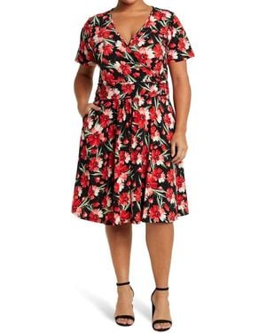 Love By Design Mallory Short Sleeve Wrap Dress - Red