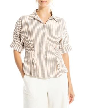 Max Studio Stripe Button-Up Shirt - White