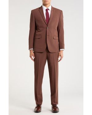 Gino Vitale Slim Fit Four-Way Stretch Suit - Brown