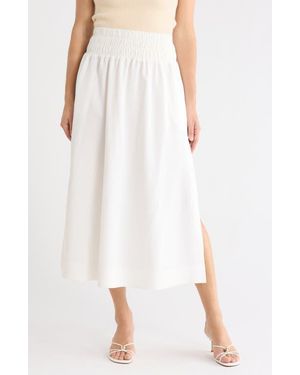 Ellen Tracy Smocked Waist Maxi Skirt - Natural