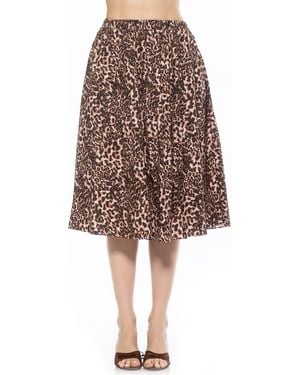 Alexia Admor Isla Flared Cotton Blend Midi Skirt - Brown