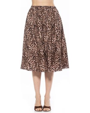 Alexia Admor Isla Flared Cotton Blend Midi Skirt - Brown
