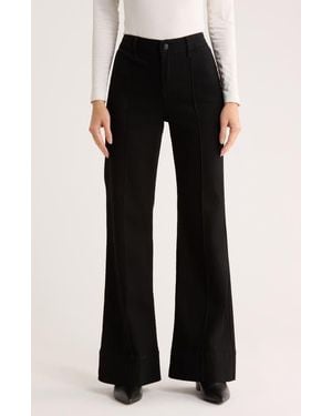 Seven7 Pintuck Wide Leg Jeans - Black
