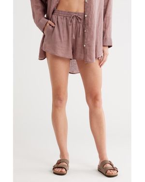LSPACE Rio Linen Cover-Up Drawstring Shorts - Purple