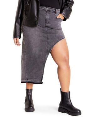 City Chic Remi Denim Skirt - Black
