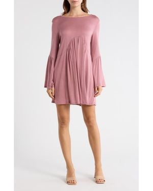 Go Couture Bell Sleeve Swing Dress - Red