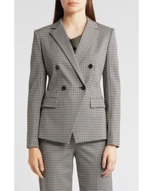 Theory Houndstooth Double Breasted Blazer - Gray