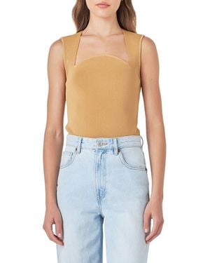 Endless Rose Sculpted Neck Knit Tank - Blue
