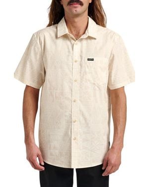 Quiksilver Geo Print Cotton Blend Button-Up Shirt - Natural