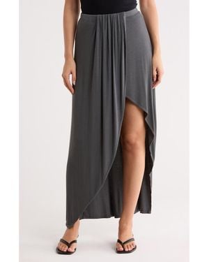 Go Couture Gathered Maxi Skirt - Gray