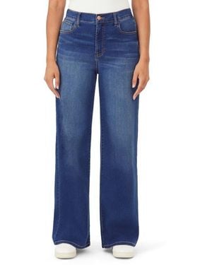 Kensie Carla High Rise Knit Wide Leg Pants - Blue