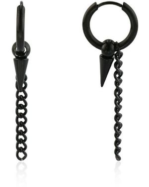 Rebel Spike Chain Drop Huggie Hoop Earrings - White