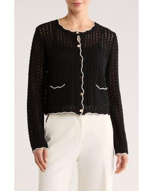 Gemma Jane Scallop Edge Open Stitch Cardigan - Black