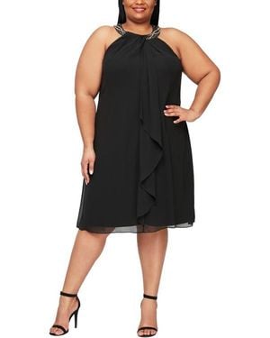 Sl Fashions Beaded Chiffon Ruffle Dress - Black