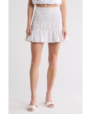 Leith Smocked Miniskirt - White