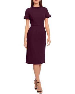 Maggy London Ruffle Short Sleeve Pocket Sheath Dress - Purple