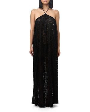 Naked Wardrobe Lace Halter Neck Maxi Dress - Black
