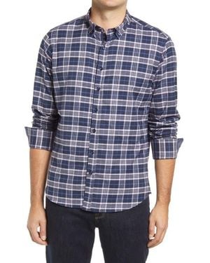 Stone Rose Dry Touch Plaid Performance Flannel Button-Up Shirt - Blue